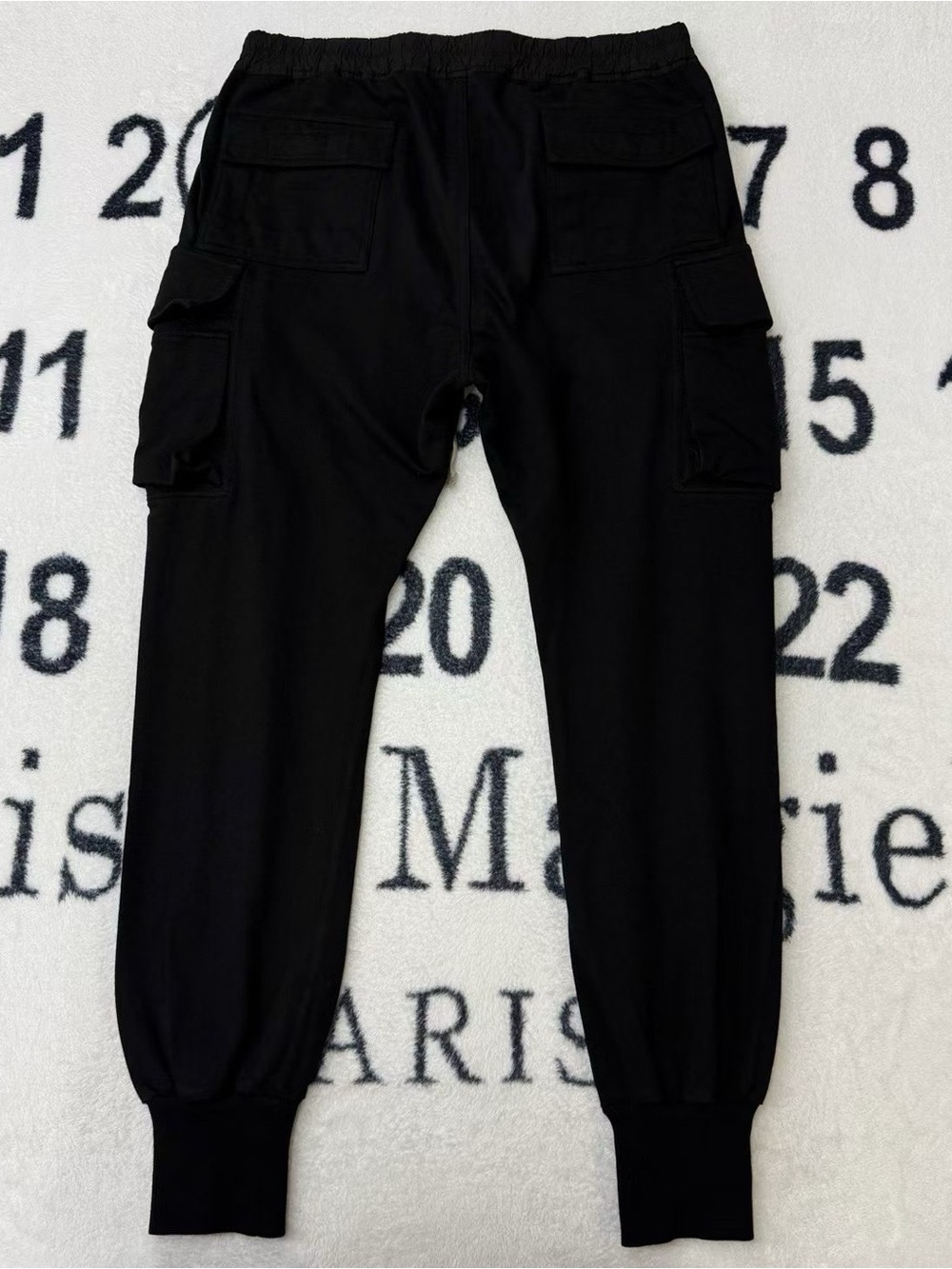 🚩steal Rick Owens Black Cargo Jogger Pants with Contrast Drawstring - Picture 2 of 4
